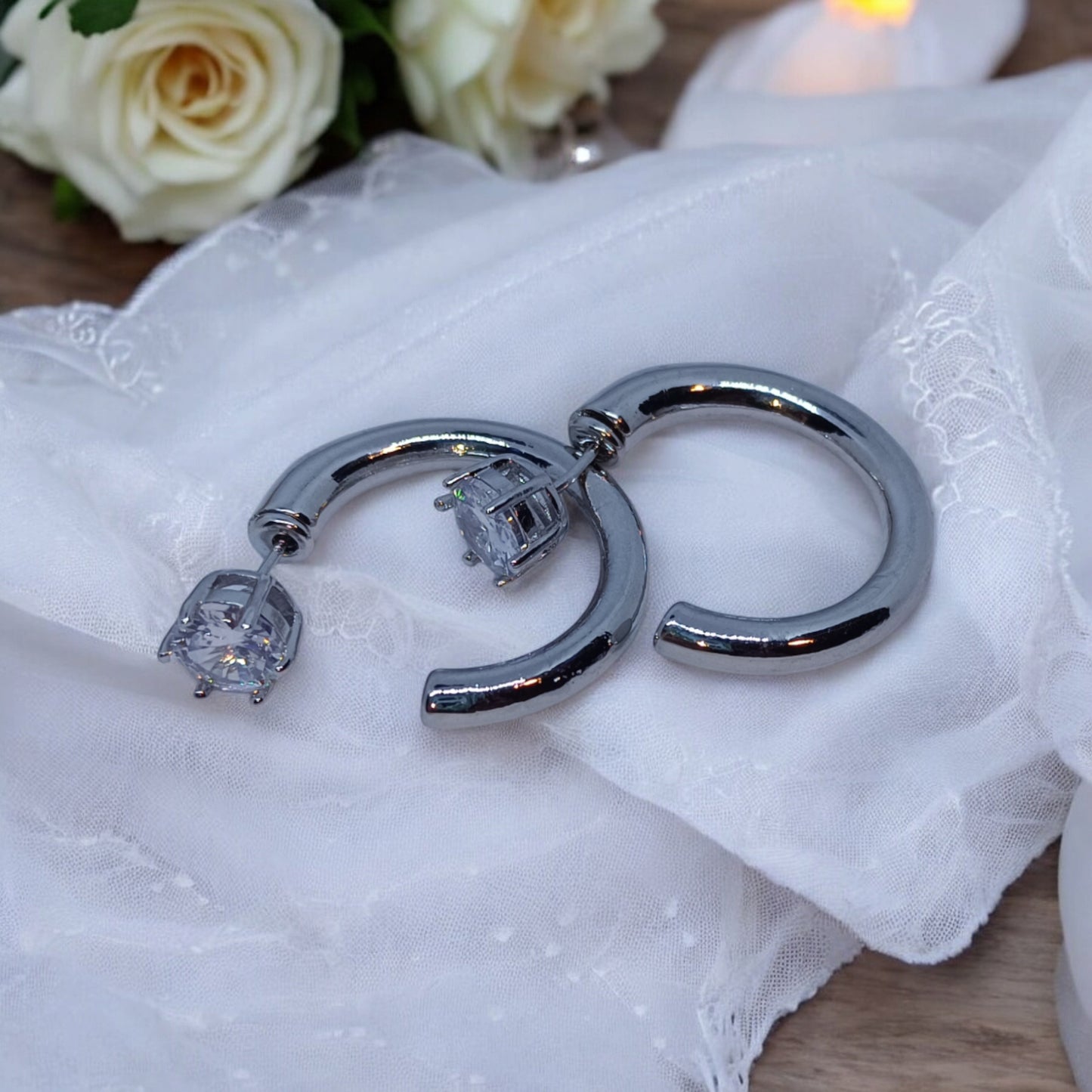 Aretes baño de rodio