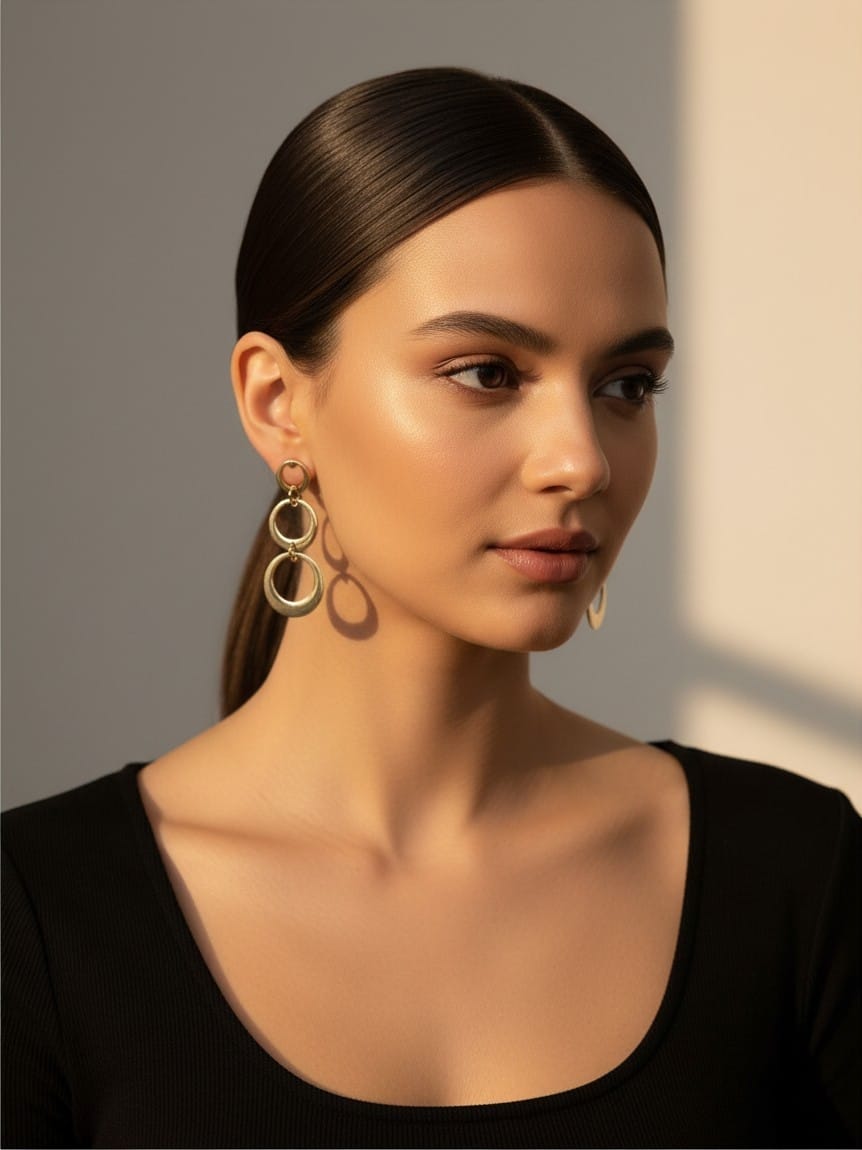 Aretes acero dorado