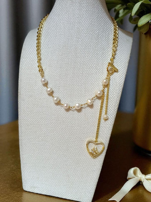 Collar oro laminado con Perlitas