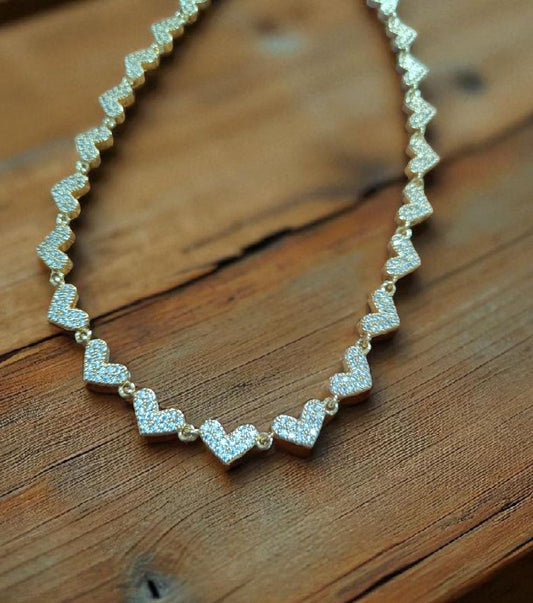 Collar 40cm corazones en zirconias