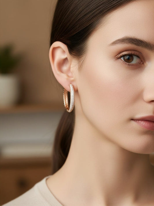 Argollas oro laminado con zirconias