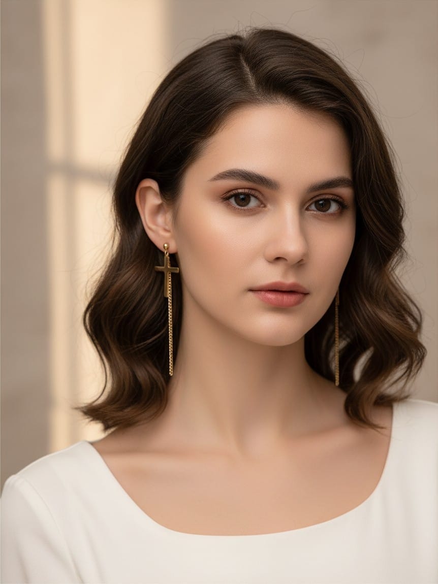 Aretes acero dorado