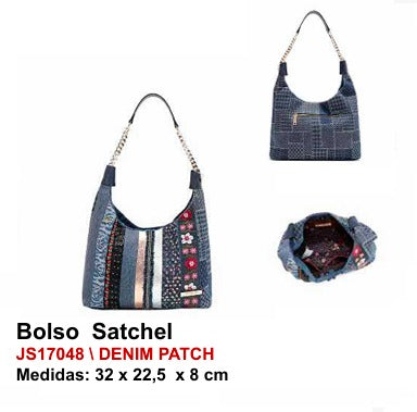 Bolso Satchel - Denim Patch