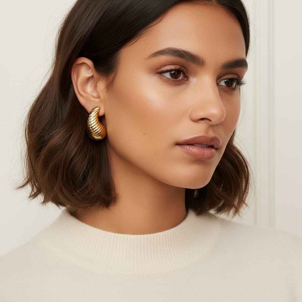 Aretes Acero Dorado