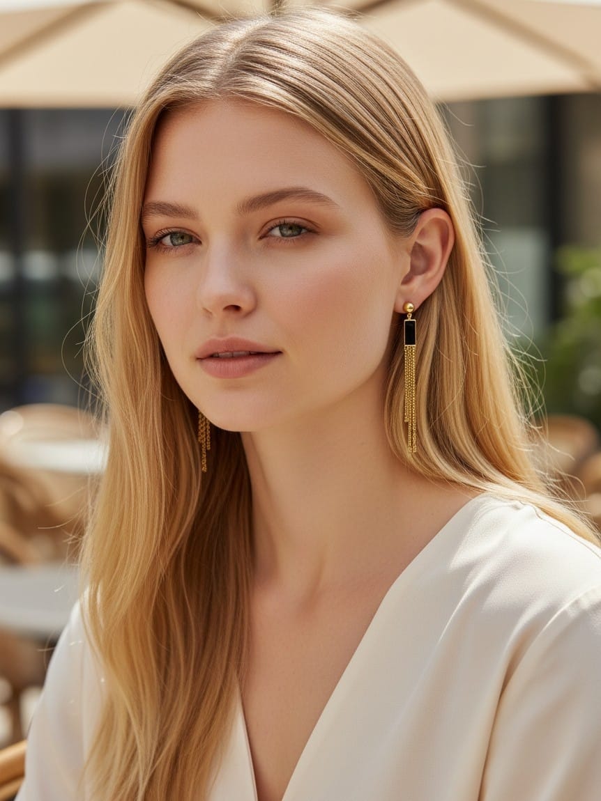 Aretes Acero Dorado